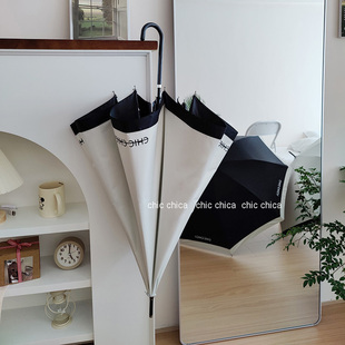 黑白小香伞 复古赫本风雨伞女生高颜值高级感晴雨两用长柄伞 法式