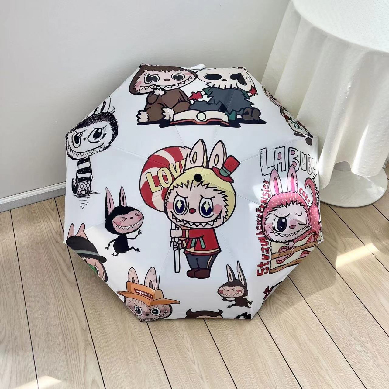 潮流时尚全自动拉布布labubu遮阳伞太阳伞雨伞晴雨两用可爱卡通