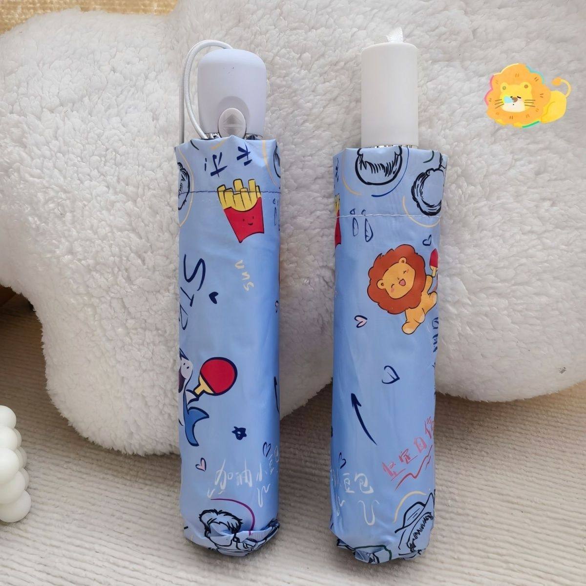 新款抗风耐用卡通可爱莎头CP遮阳伞雨伞太阳伞学生自动黑胶防晒