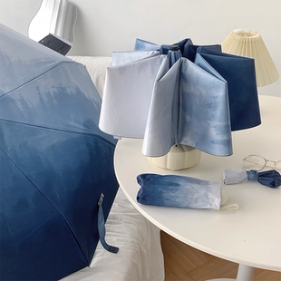 晕染全自动雨伞黑胶防晒防紫外线阳伞女晴雨两用太便携折叠遮阳伞