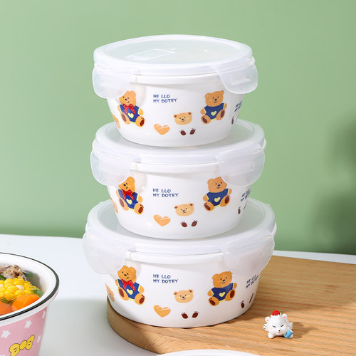 带盖大号食品级上班族饭盒陶瓷