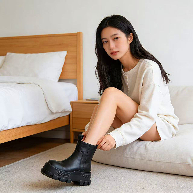 马丁靴厚底女款小个子2025冬季