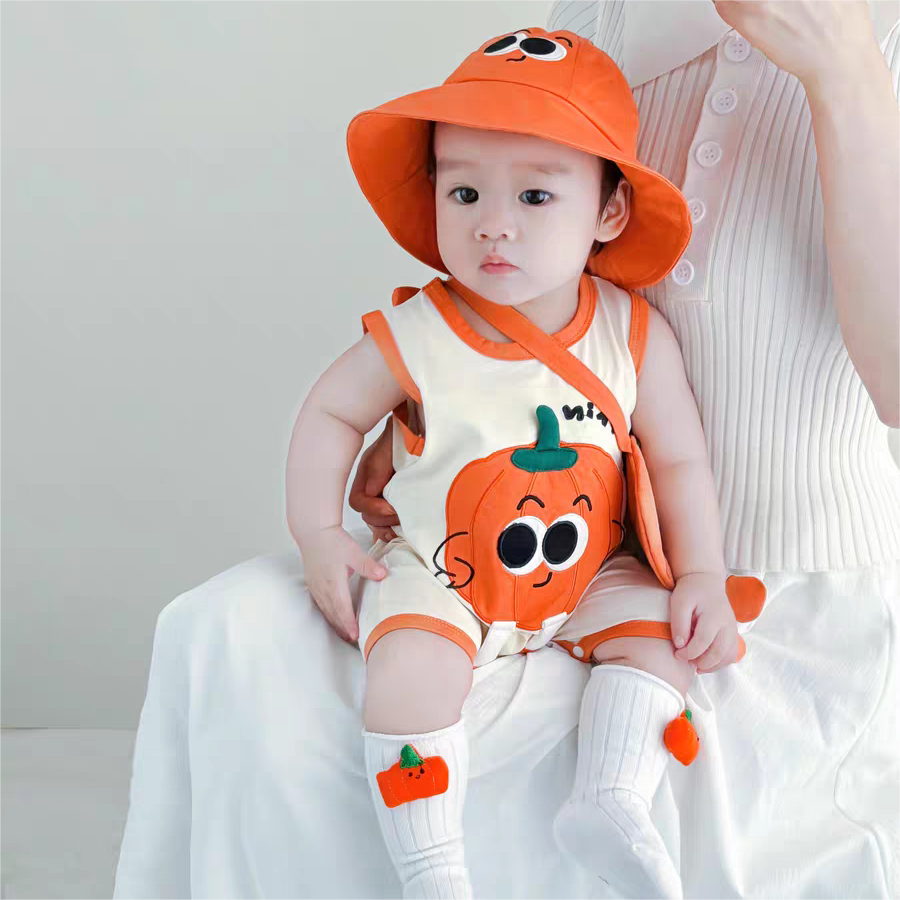 新生婴儿夏季无袖背心连体衣0-6个月男女宝宝夏装包屁衣服超萌服3