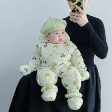 新生婴儿羽绒服冬季连体衣包脚外出小月龄一岁男宝宝冬装衣服外套
