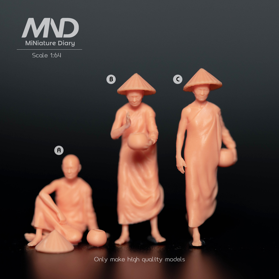 MND1/64苦行僧和尚微缩人偶模型手办场景沙盘微拍小人摄影手涂