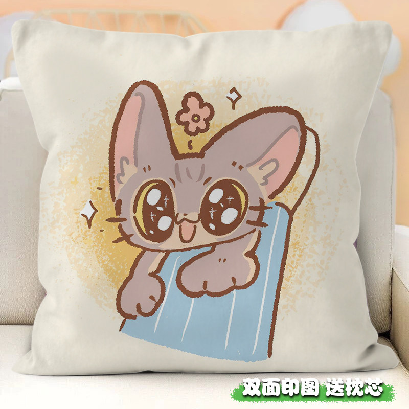 阿比可爱猫猫优雅小猫周边正方形抱枕超软卧室睡觉枕头来图可定制