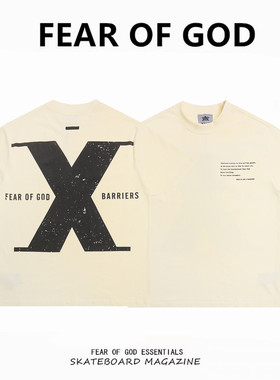 FEAR OF GOD FOG联名Barries美式高街运动休闲宽松圆领短袖T恤男