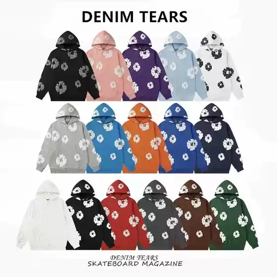 Fog High Street Denim Tears Kapok Foam Print American Classic Loose Casual Sports Hooded Sweatshirt
