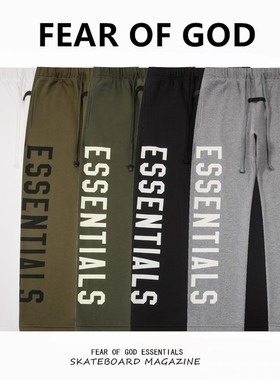FEAR OF GOD FOG复线ESSENTIALS美式侧边大logo字母印花加绒长裤