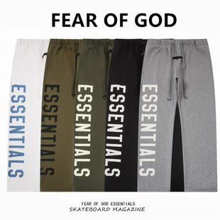 侧边大logo字母印花加绒长裤 FEAR FOG复线ESSENTIALS美式 GOD