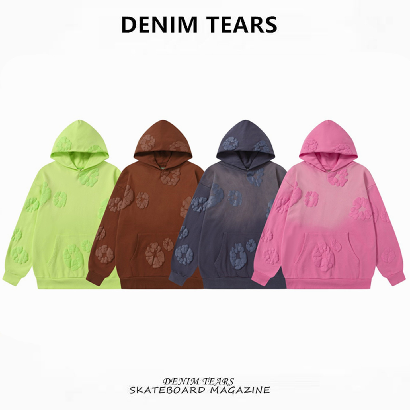 FOG高街DENIM TEARS木棉花发泡印花扎染男女同款运动休闲连帽卫衣