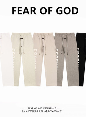 FEAR OF GOD FOG复线ESSENTIALS美式侧边大logo字母直筒加绒长裤