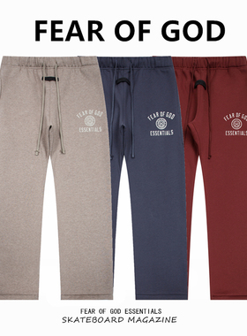 FEAR OF GOD FOG复线ESSENTIALS校园系徽章宽松加绒直筒运动长裤
