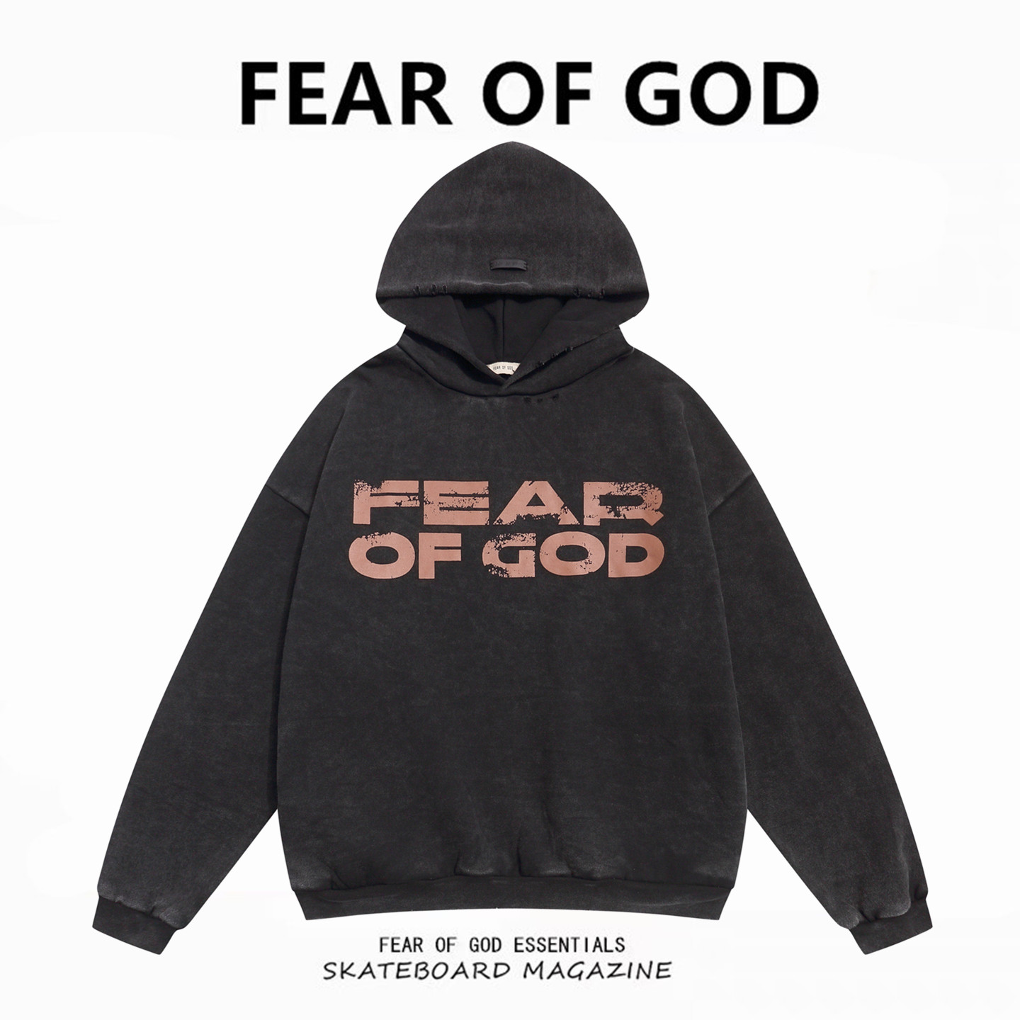 FOG主线字母裂纹印加绒连帽卫衣