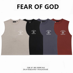 FEAR OF GOD FOG复线ESSENTIALS徽章印花宽松背心男女运动无袖T恤