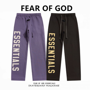 大logo字母印花直筒加绒长裤 FEAR FOG复线ESSENTIALS美式 GOD