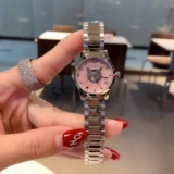 Gucci, розовый циферблат, модный изысканный стальной ремешок, кварцевые женские часы