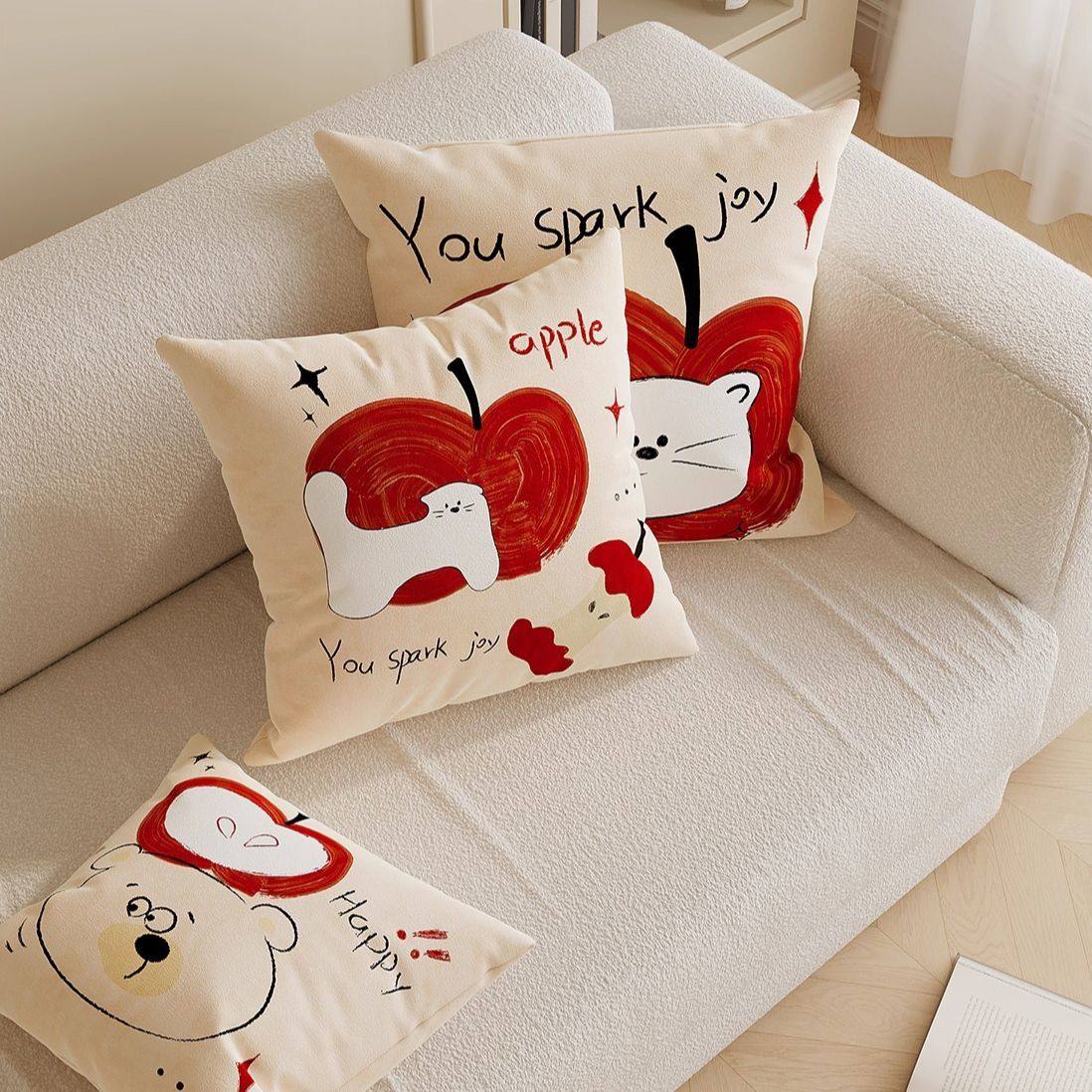 可爱小狗卡通枕套高级现代客厅简约沙发布艺靠垫装饰卧室床头靠枕,居家布艺,靠垫/抱枕,淘宝优惠券,粉丝福利购,淘宝优惠卷