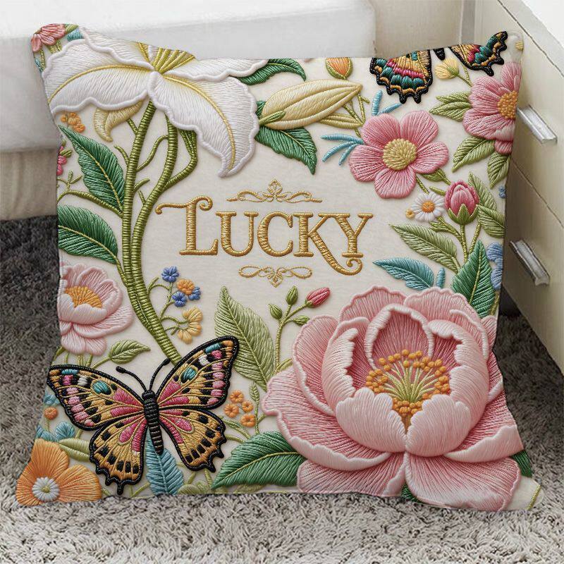 幸运鲜花卉抱枕平面印花束枕套少女心抱枕沙发靠垫可拆洗学生礼物
