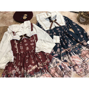 2025逗酱原创圣诞英伦泰迪柄洛丽塔复古海军长袖jsk连衣裙