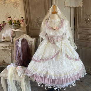 逗醬原創(chuàng)Lolita伊麗莎白茶話會花嫁華麗cla姬袖 宮廷油畫感連衣裙