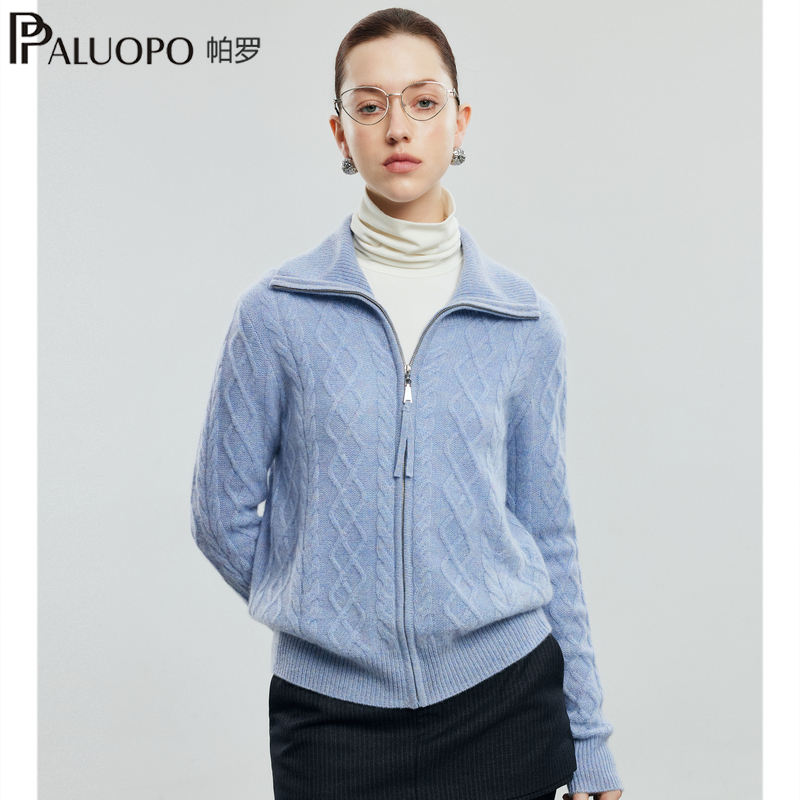 帕罗复古高翻领女士保暖羊绒衫