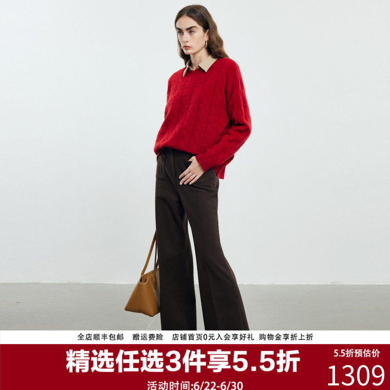 【立体绞花女士纯羊绒衫】