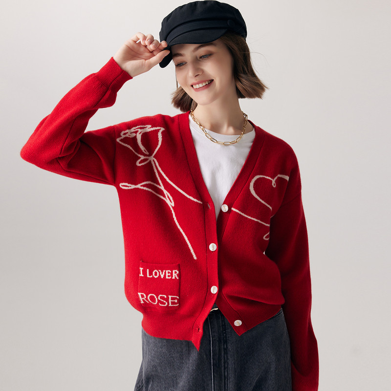 帕罗100%山羊绒秋冬保暖英伦提花针织百搭宽松开衫毛衣外套女,女装/女士精品,羊绒衫,淘宝优惠券,粉丝福利购,淘宝优惠卷