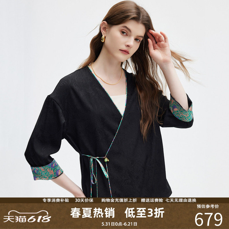 长袖衬衫帕罗19姆米新中式系带