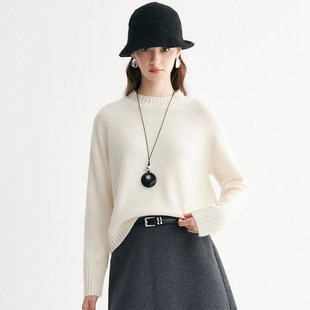 温柔极简毛衣 女秋冬宽松百搭针织衫 PALUOPO 帕罗慵懒风圆领羊绒衫