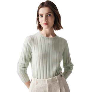 帕罗100%山羊绒秋冬新款圆领上衣毛衣百搭保暖打底针织羊绒衫女