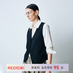 帕罗商场同款随性V领休闲马甲针织开衫2AA1C2735BS