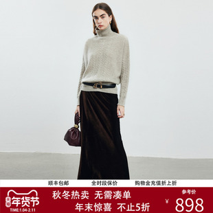 帕罗2025秋冬高领100%山羊绒针织衫女士休闲保暖新款彩纱毛衣