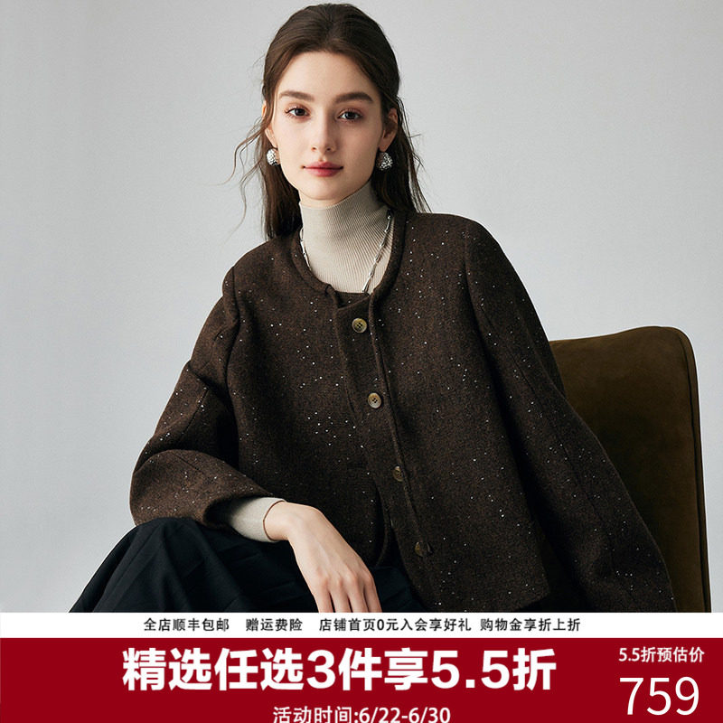 复古圆领大衣短款毛呢外套