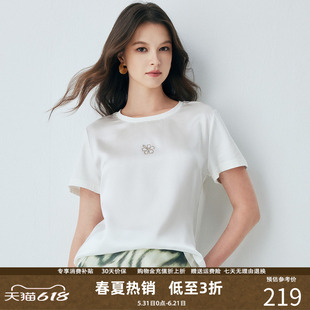 帕罗老钱风短袖T恤女白色简约AB版上衣显瘦基础款通勤百搭穿搭
