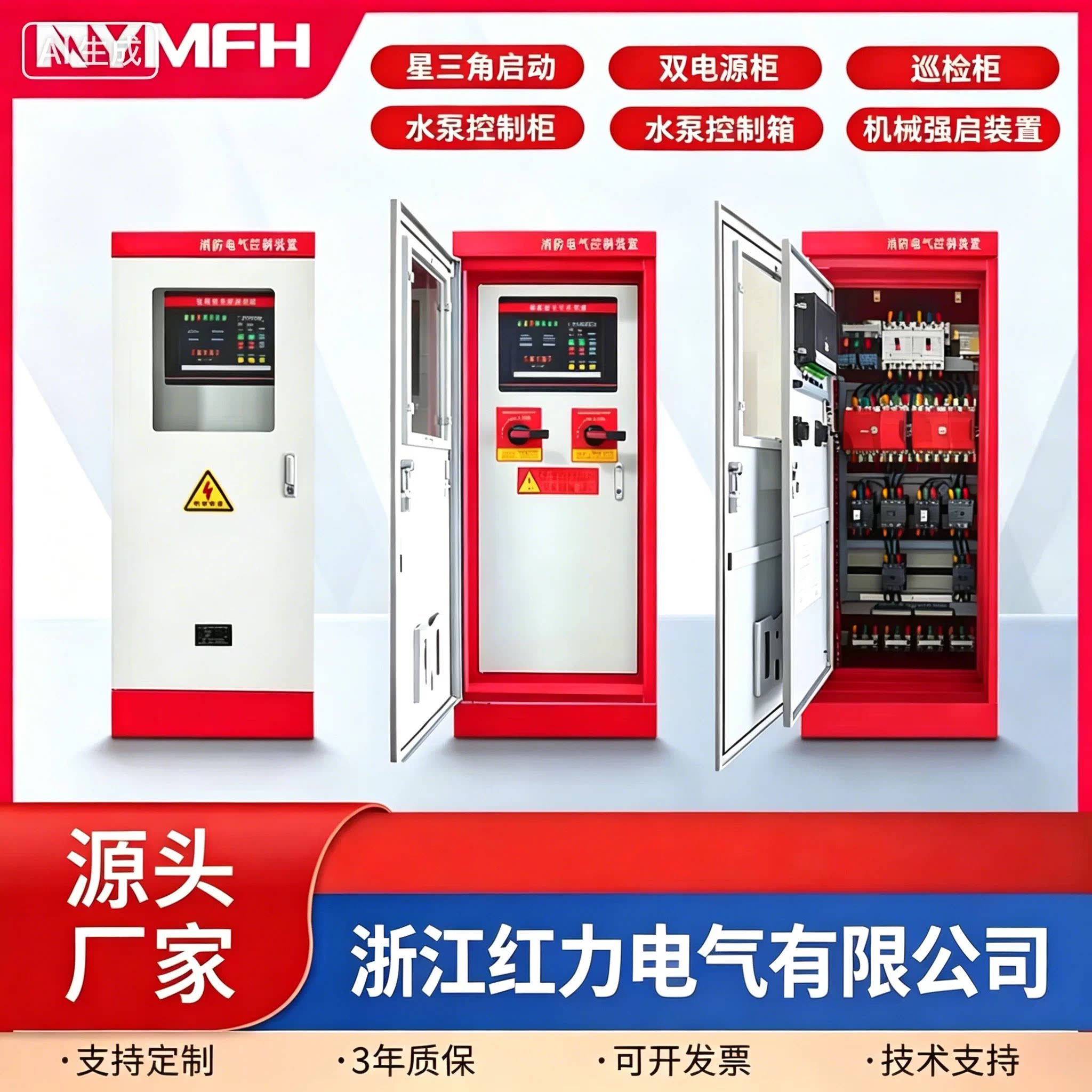 消防泵控制柜IP55喷淋水泵37K45K55K巡检机械强启上海电气LED灯泡