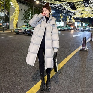 灰色长款羽绒服女冬季2025新款女士95白鸭绒宽松加厚保暖过膝外套