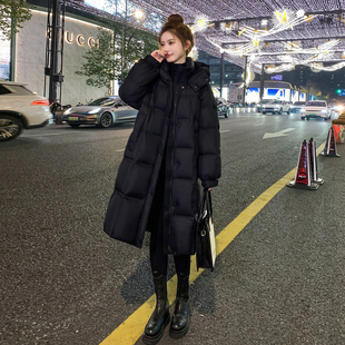高级感长款黑色加厚羽绒服女士2025冬季新款宽松90白鸭绒保暖外套