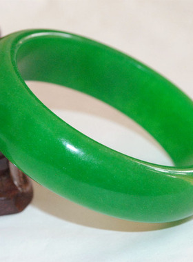 天然马来玉手镯 满绿翡翠色玉镯 女款马来玉手镯