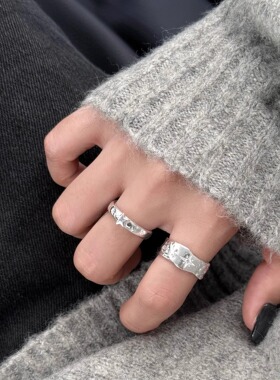 饰尚e族星芒戒指女甜酷叠戴百搭时尚个性S925镀银开口指环网红创