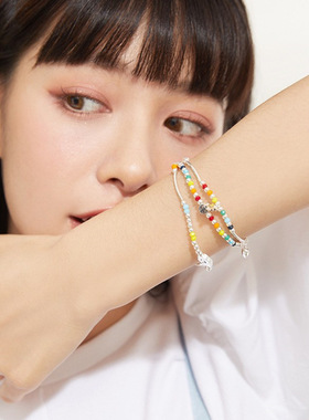 饰尚e族彩虹心情手链女时尚爱心小熊笑脸云朵手环彩珠糖果