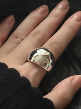 饰尚e族简约亮面光亮面包戒指女不规则时尚气质开口指环in