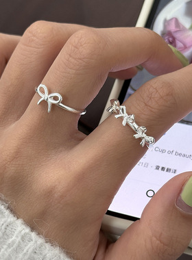 饰尚e族蝴蝶结戒指女小巧优雅百搭开口可调节指环网红创意小众食