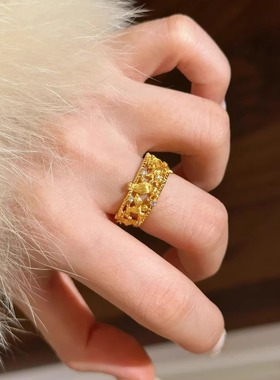 饰尚e族新中式喜鹊临门戒指女小众设计国潮精致轻奢开口指环重工