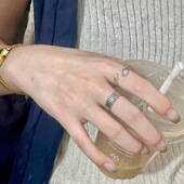 饰尚e族冷淡风水滴戒指女时尚 简约气质个性 S925镀银开口指环网红