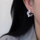 饰尚e族甜美四叶花瓣镂空耳钉女简约时尚 百搭气质半圆弧形耳环in