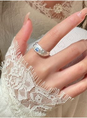 甜美满天星戒指女小清新气质爱心百搭开口指环雾面拉丝精致食指戒