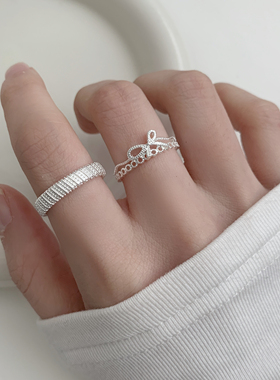 简约百搭开口戒指女可调节食指指环小众设计2026新款蝴蝶结戒指女