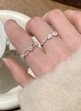 简约花朵蝴蝶戒指女小众设计2026新款开口戒指女气质百搭指环配饰