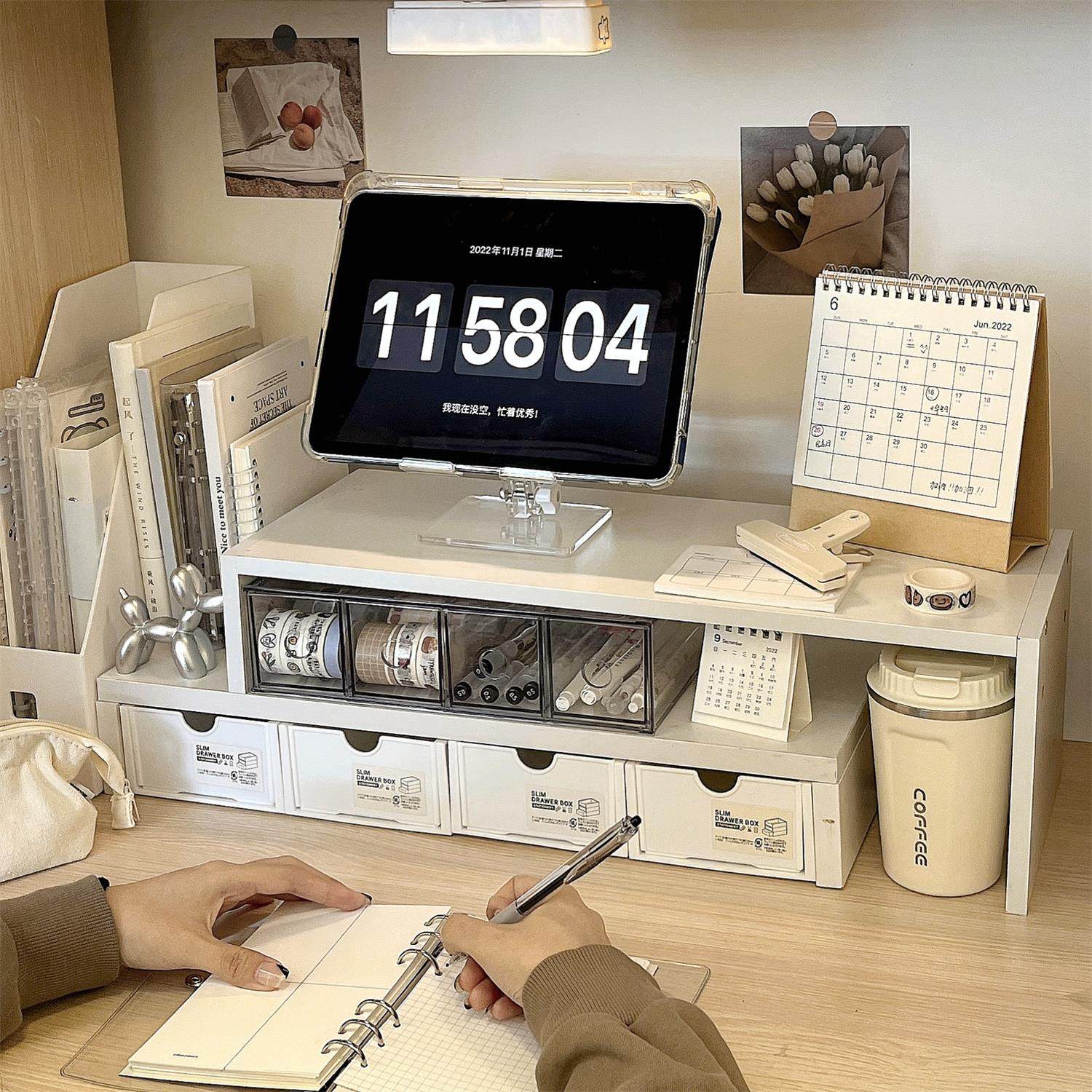 双层桌面置物架电脑增高架宿舍办公桌书桌改造好物学生工位收纳盒,收纳整理,桌面收纳盒,淘宝优惠券,粉丝福利购,淘宝优惠卷